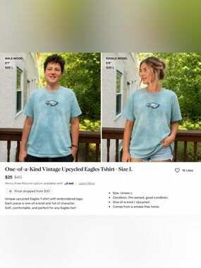 One-of-a-Kind Vintage Upcycled Eagles Tshirt - Size L
